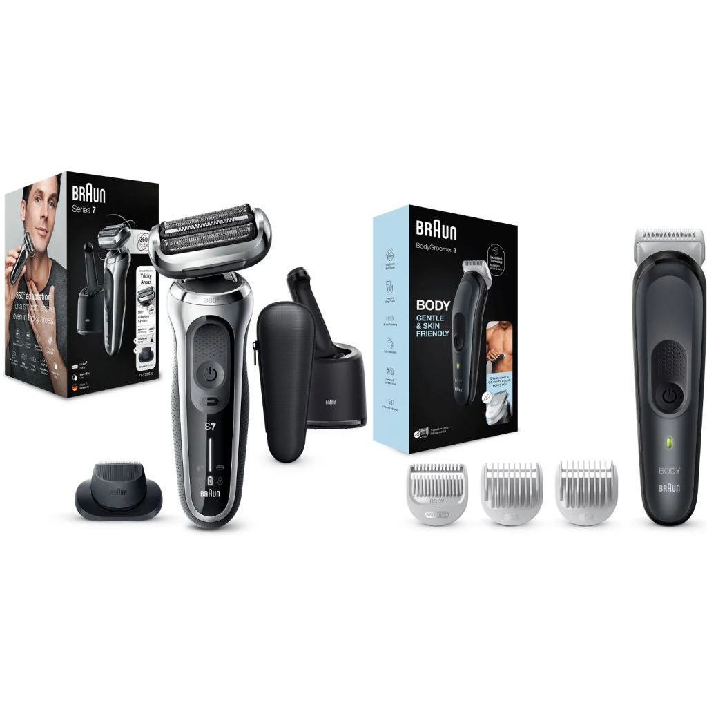 BRAUN Series 7 71-S7200cc ezüst borotva + Braun 3 BG3350 testszőrtelenítő (BRAHS682sp) (BRAHS682sp)