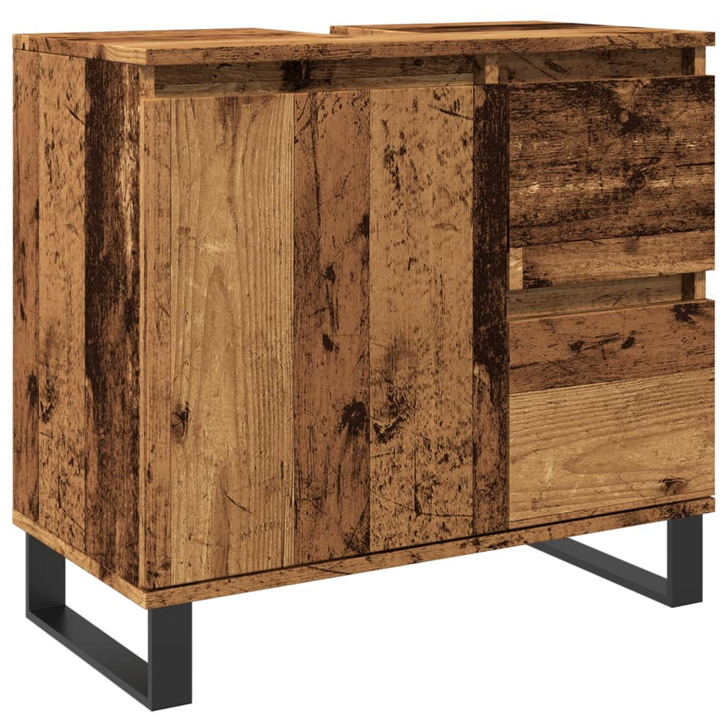 antik fa színű szerelt fa mosdószekrény 65 x 33 x 60 cm (857229)