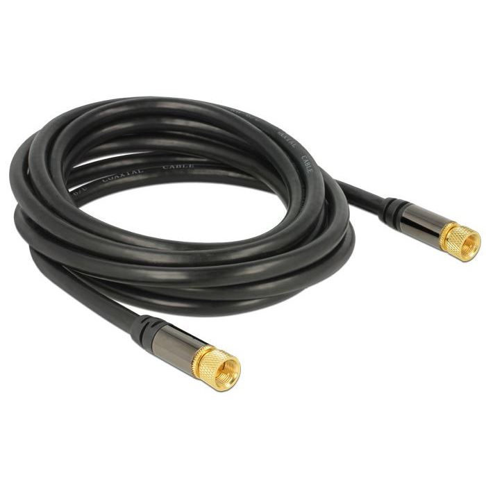 Delock F-csatlakozóval > F-csatlakozóval RG-6/U antenna kábel 3m fekete (88920) (DE88920)