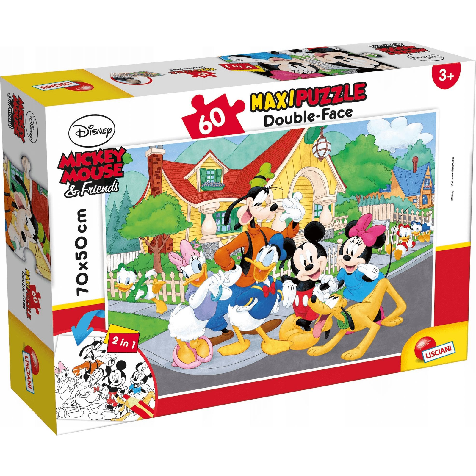 Mickey egér és barátai 2 az 1-ben 60db-os maxi puzzle és színező 70x50cm - Lisciani (304-66728)