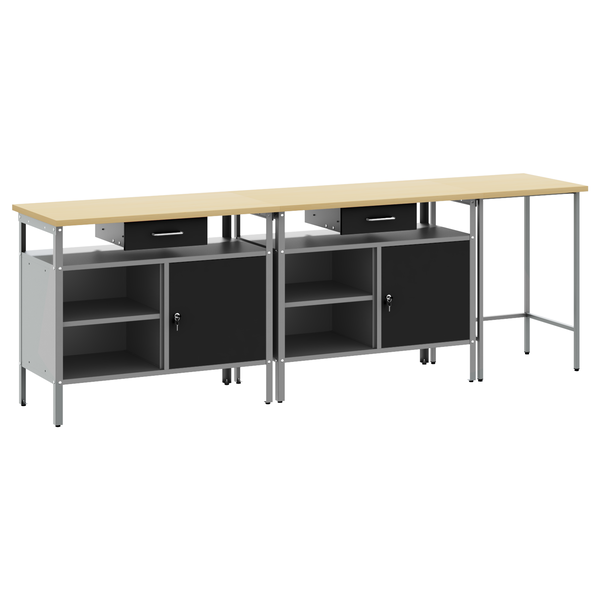 3-Pieces Work Bench Set Piros Acélban