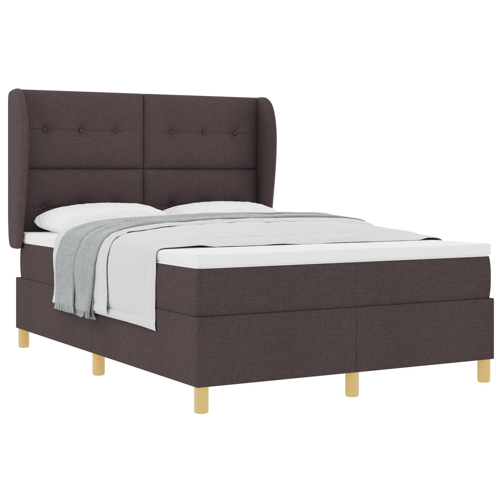 Boxspring Ágy Mattal Sötétbarna 140x190 cm Szövet (3340749)