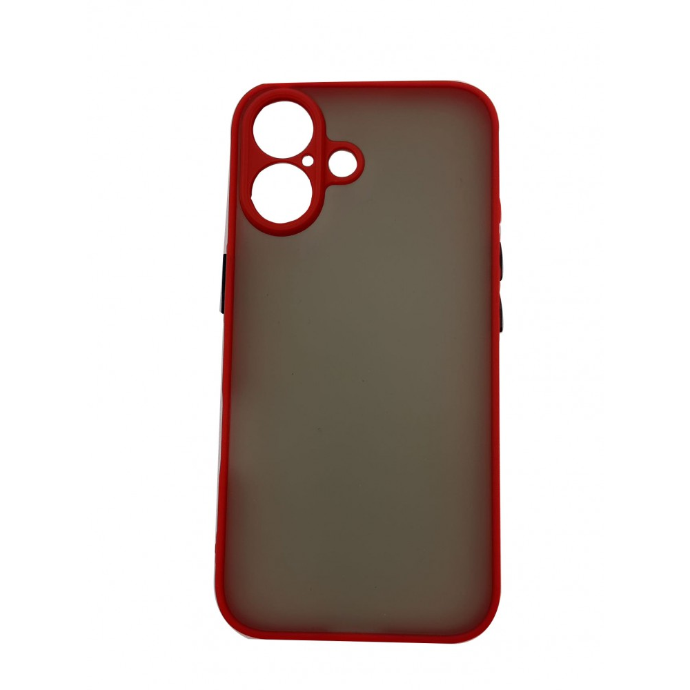 iPhone 16 műanyag tok, piros-fekete (CEL-MATT-IPH16-RBK)