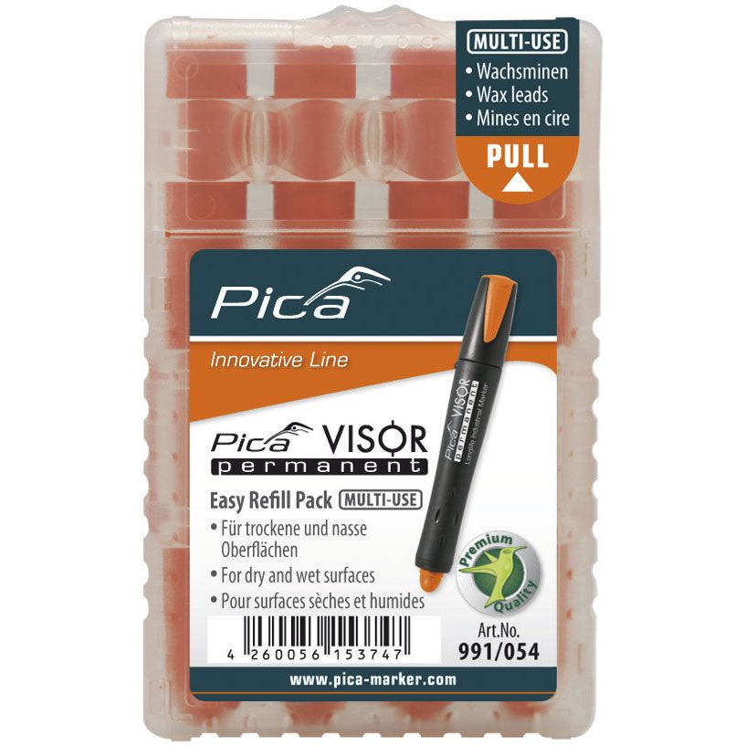 Pica VISOR permanent jelölőkréta utántöltő 10mm - Narancs (4db/csomag) (991/054)