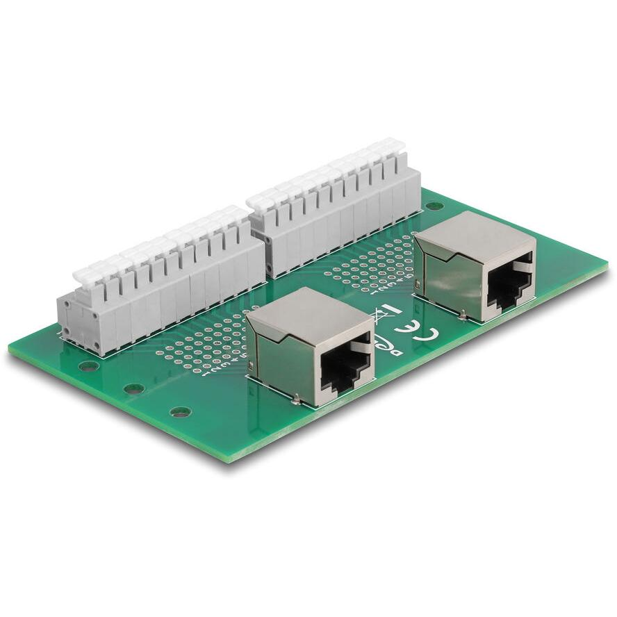 Delock RJ50 2 db. anya - 2 db. Terminal block nyomógombbal DIN sínhez (67014) (67014)