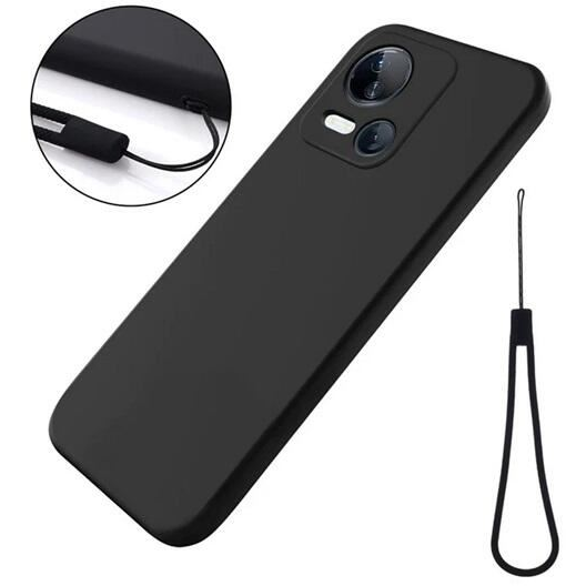 Gigapack Tecno Spark 10 5G prémium szilikon tok csuklópánttal, matt fekete (GP-157913) (GP-157913)