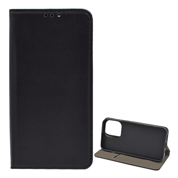 Tok álló, bőr hatású (FLIP, oldalra nyíló, asztali tartó funkció) FEKETE [Apple iPhone 13 Pro] (5996591106106)