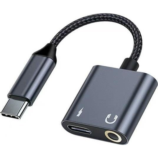 BELINE SPLIT ADAPTER USB-C NA USB-C JACK 3.5MM 60W DAC ČRN