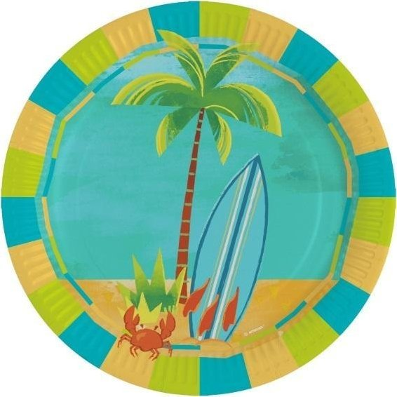 Nyár Surf Party Papírtányér - 8 db, 23 cm