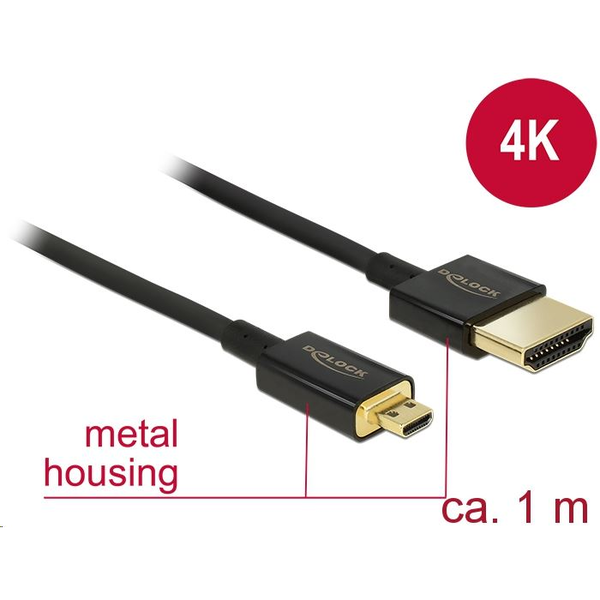 DELOCK HDMI Kabel Ethernet A ->micro D St/St 1.00m 3D 4K