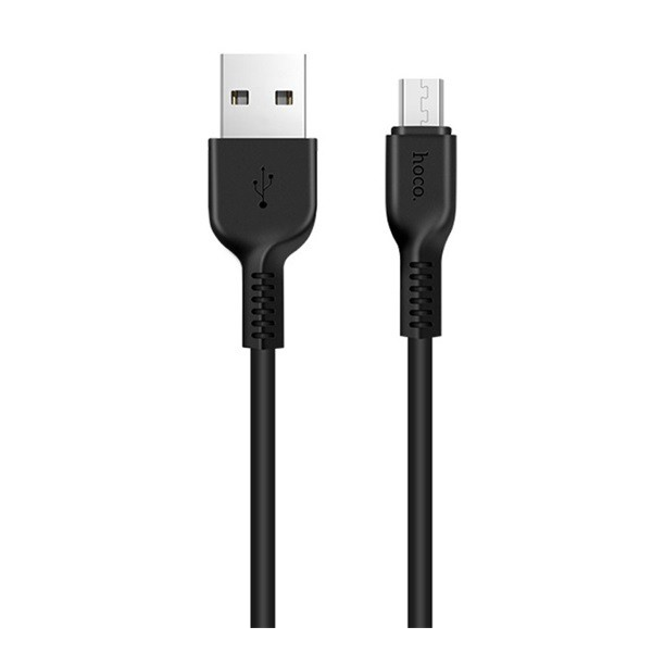 HOCO X20 adatkábel és töltő (USB - microUSB, törésgátló, gyorstöltés támogatás, 100cm) FEKETE (X20_MICRO_1M_B)