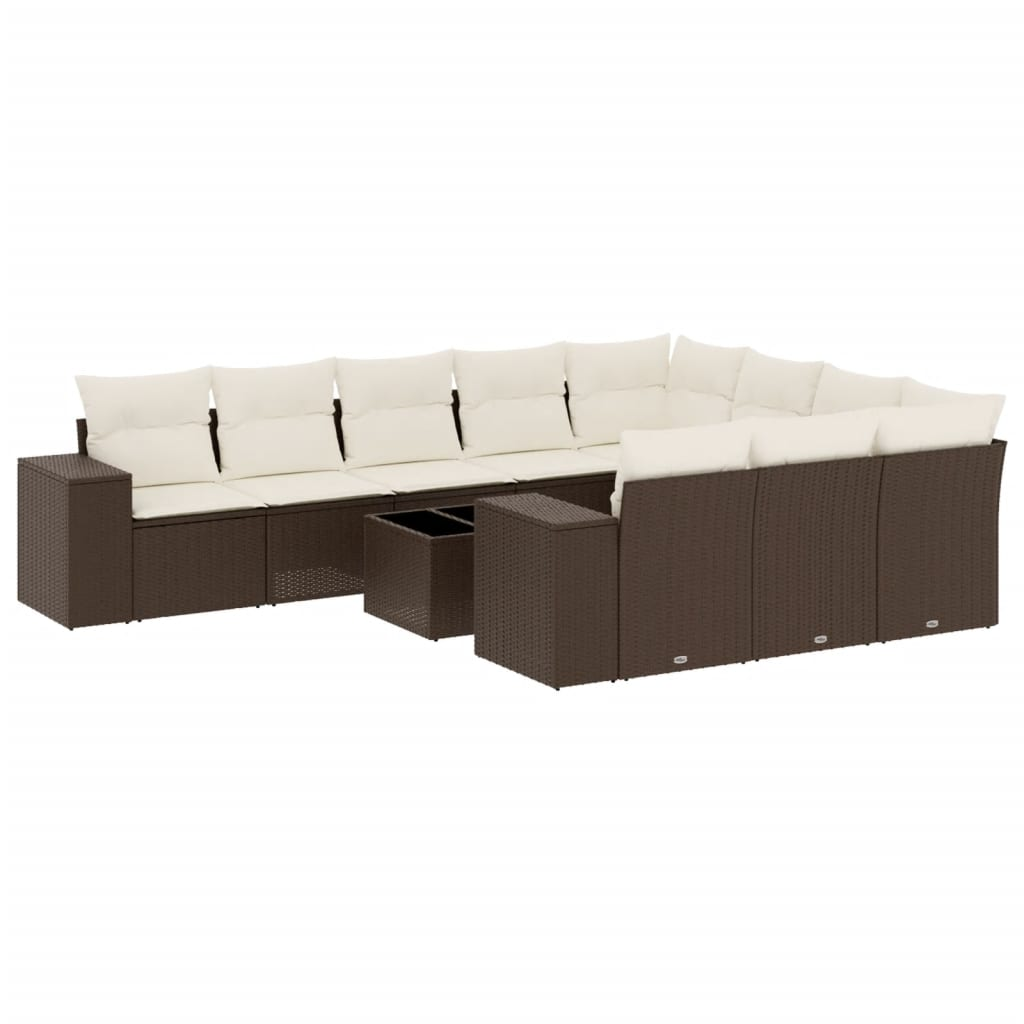 11 részes barna polyrattan kerti ülőgarnitúra párnákkal (3255440)