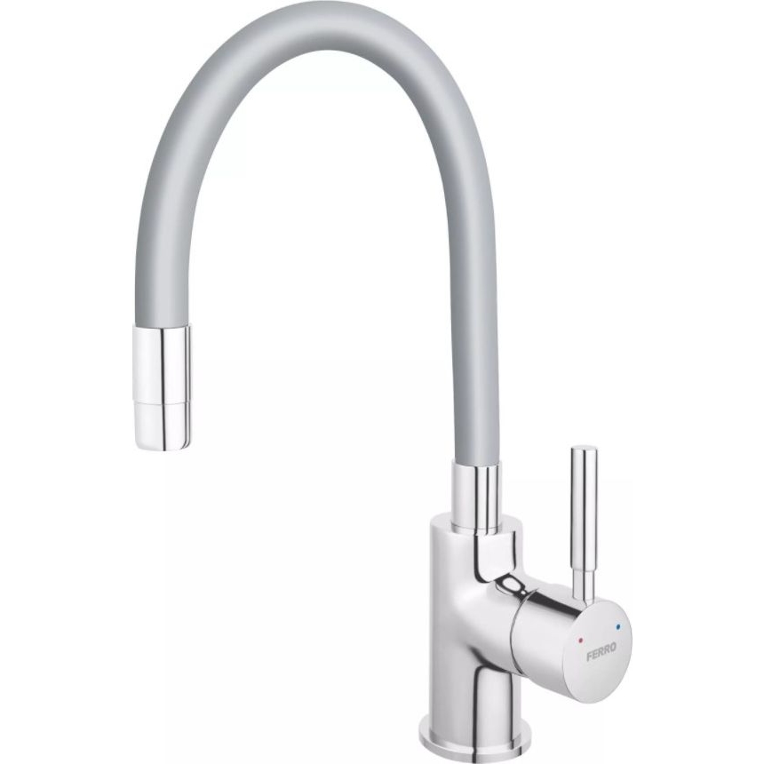 Ferro BZA4S Zumba Mosogató Csaptelep, Álló, Flexibilis - Forgatható, Egykaros, Ezüst (BZA4S)