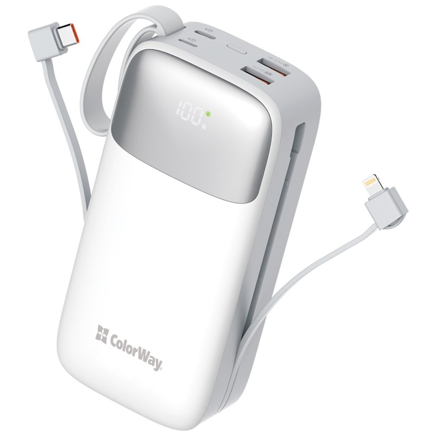 ColorWay PB300LPA4WT Power Bank 30000mAh - Fehér (CW-PB300LPA4WT-PDD)