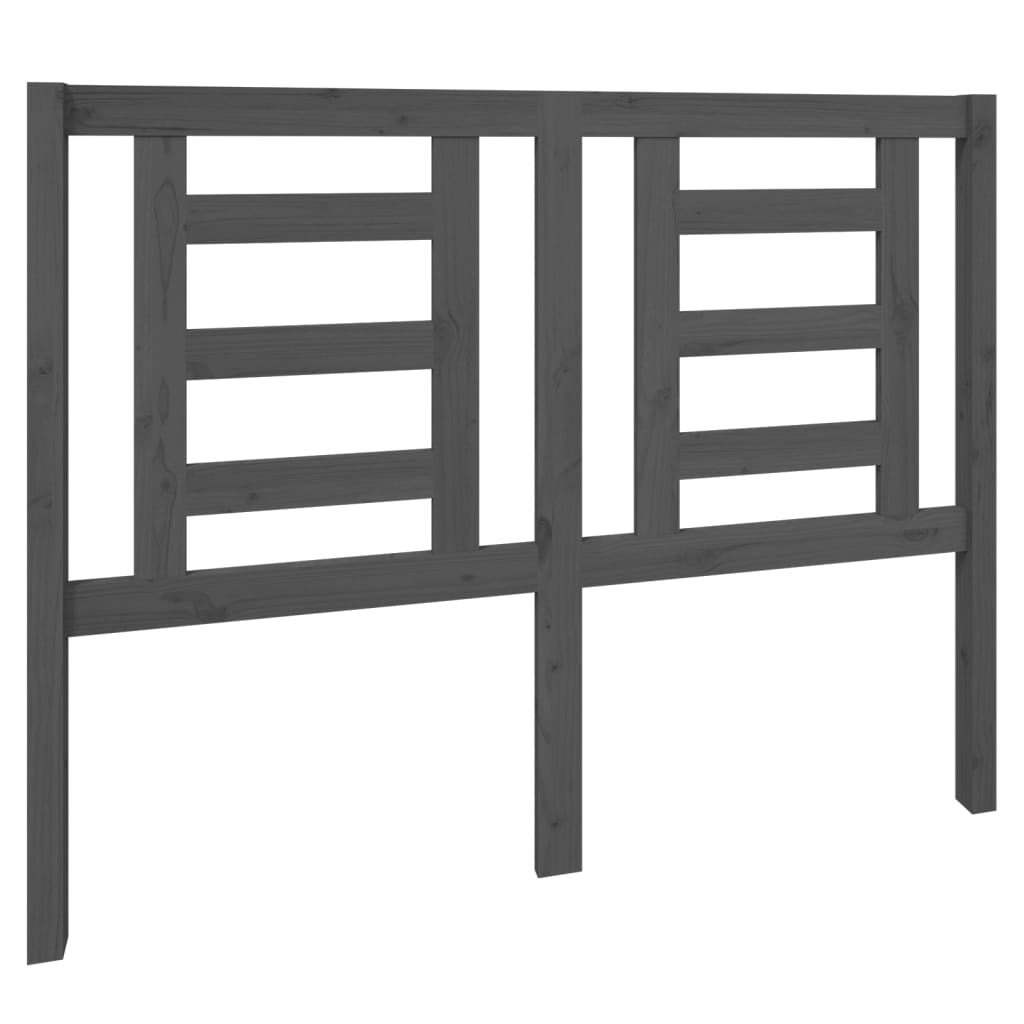 szürke tömör fenyőfa ágyfejtámla 126 x 4 x 100 cm (818812)