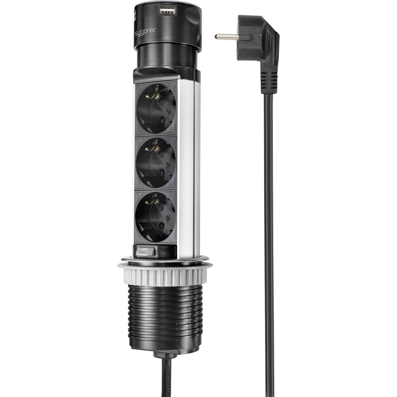 Sygonix SY-4997104 Elosztó torony Fekete, Nemesacél Védőérintkezős 1,5m (SY-4997104)