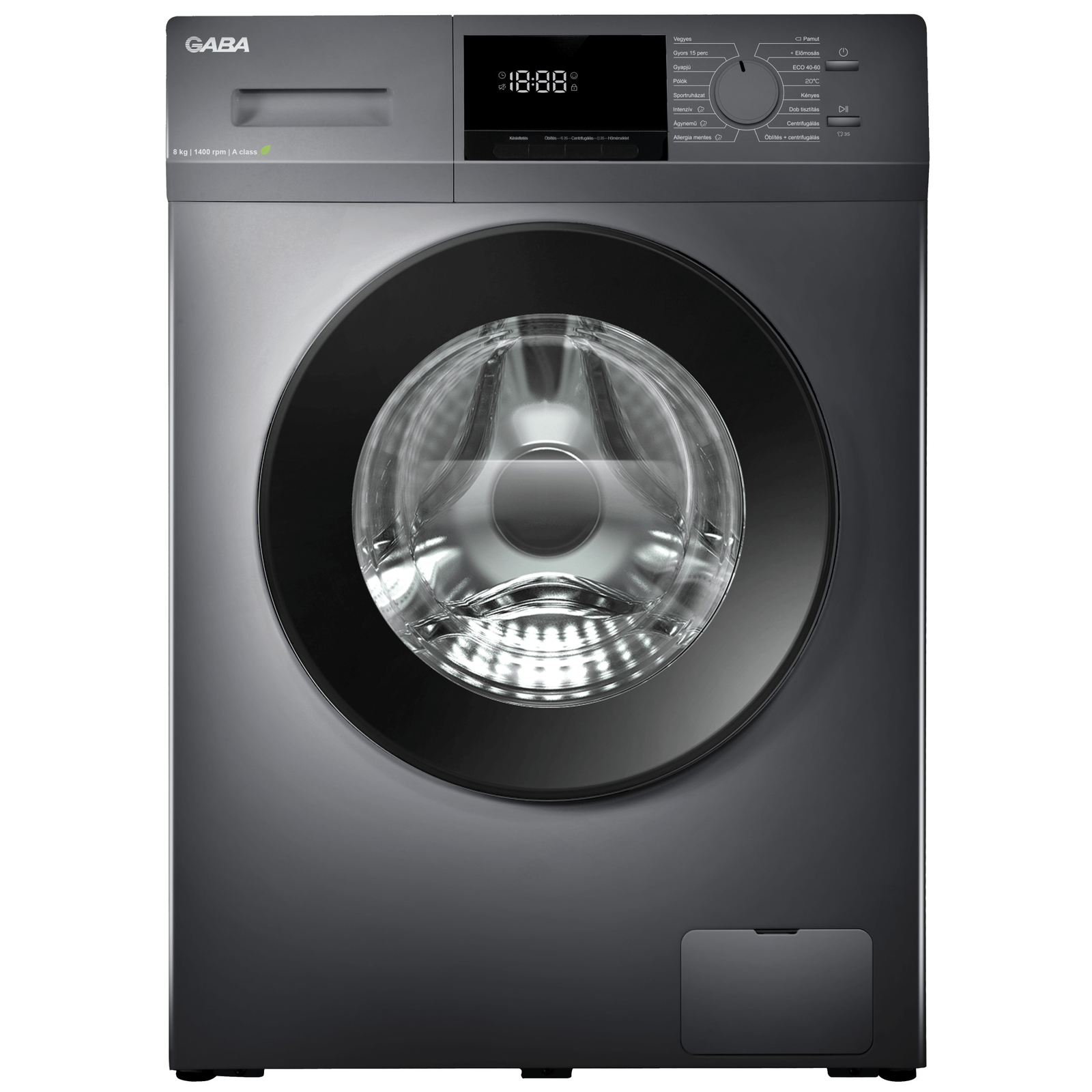 GABA GTW-814DS Elöltöltős mosógép 8 kg szürke (5999862995416)