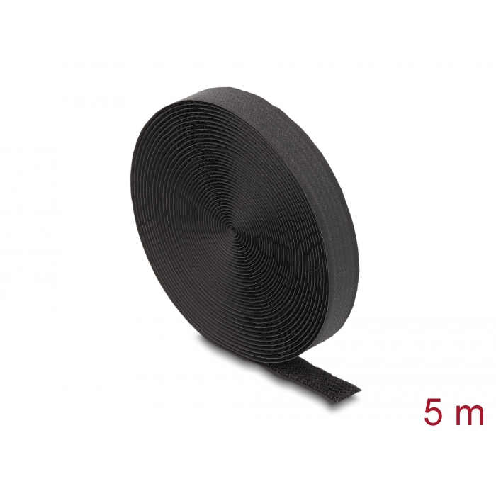 Delock öntapadós szalag feltekercselve övvel Hx 5 m, Sz 20 mm fekete színű (19112) (19112)