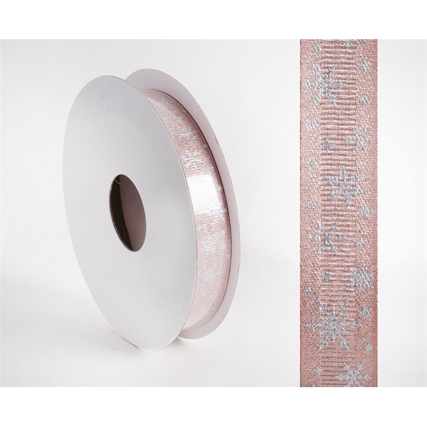 IRIS szalag hópihés rosegold 15mm/10méter (447638)