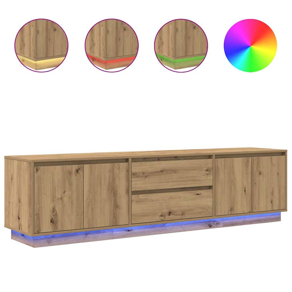 kézműves tölgy színű TV-szekrény LED-lámpákkal 193,5x41x50 cm (3328443)