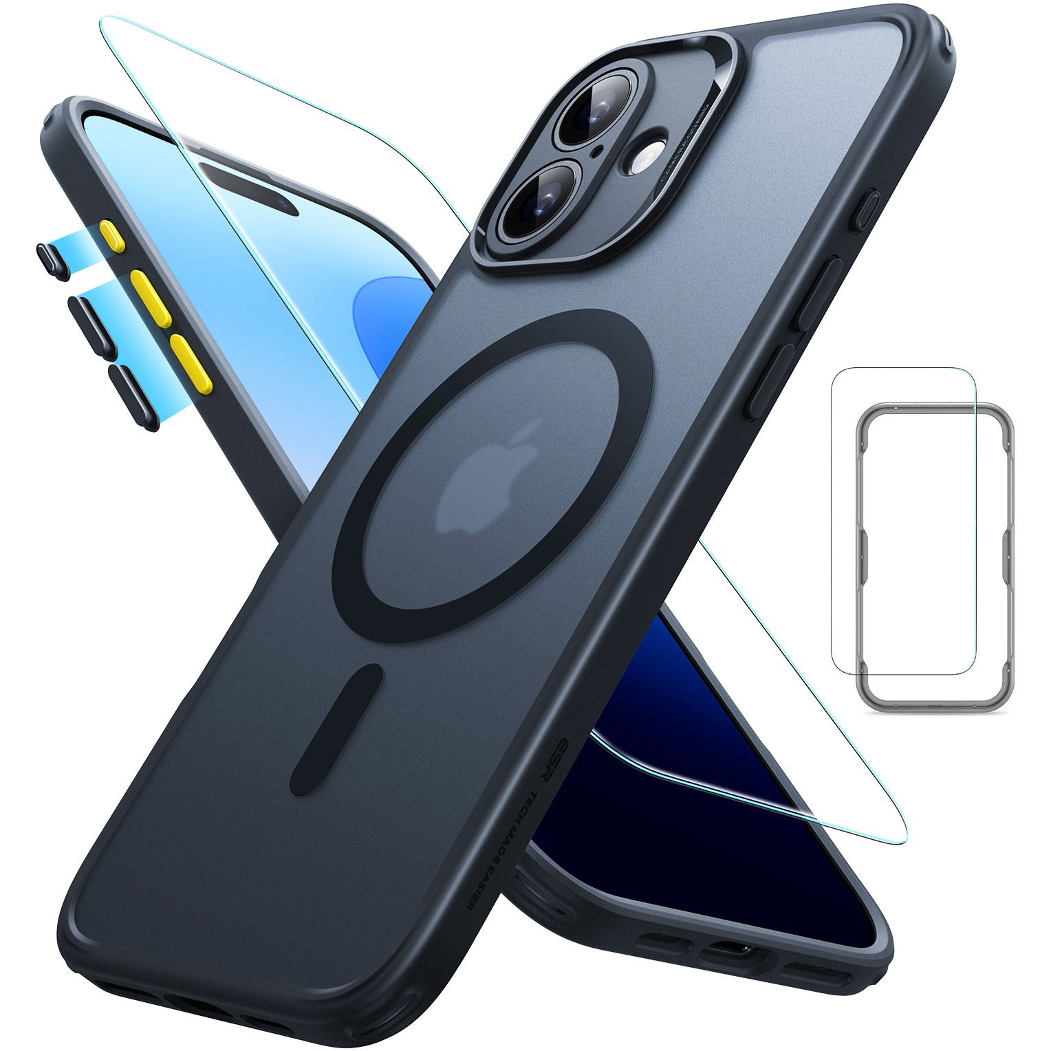 ESR Classic Pro Case (HaloLock) Set, Compatible with iPhone 16, Frosted Black tok (1A7760101)
