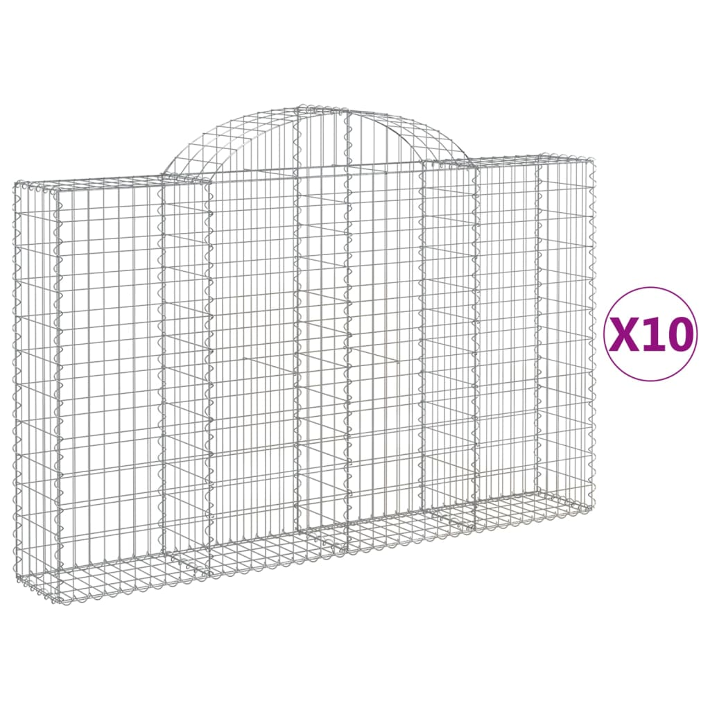 10 db íves horganyzott vas gabion kosár 200x30x120/140 cm (3146139)