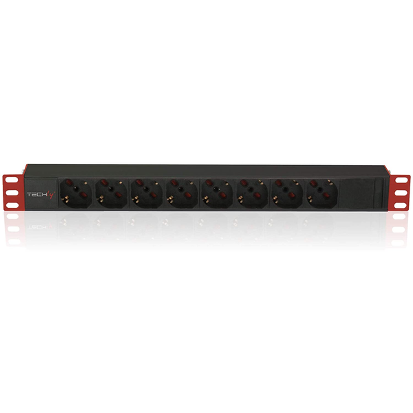 Techly I-CASE STRIP-81V2 Stromverteilereinheit (PDU) 8 AC-Ausgänge 1U Schwarz, Rot