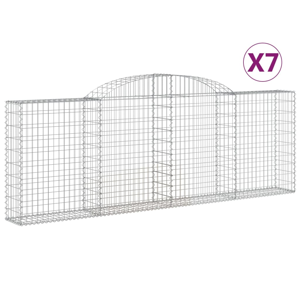 7 db íves horganyzott vas gabion kosár 300 x 30 x 100/120 cm (3146526)