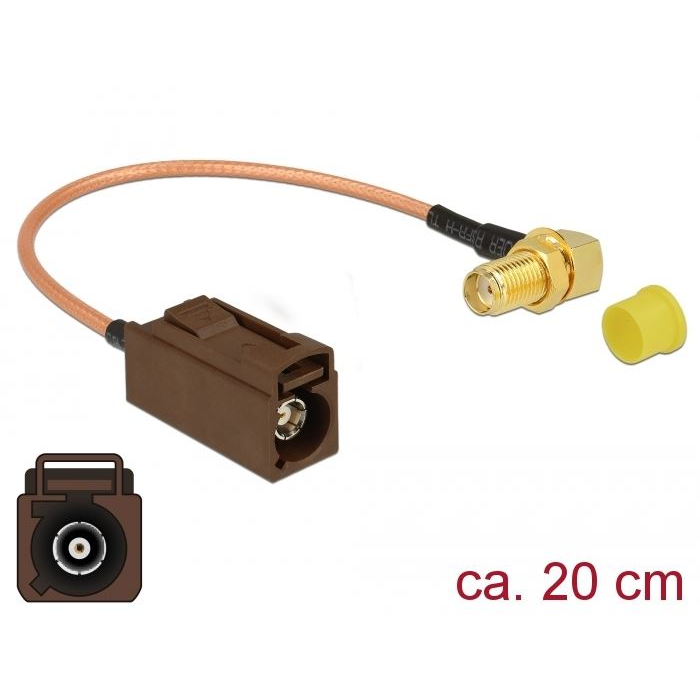 Delock FAKRA F hüvely > SMA 90 anya válaszfali csatlakozóval RG-316 antenna kábel 20cm (89684) (DE89684)