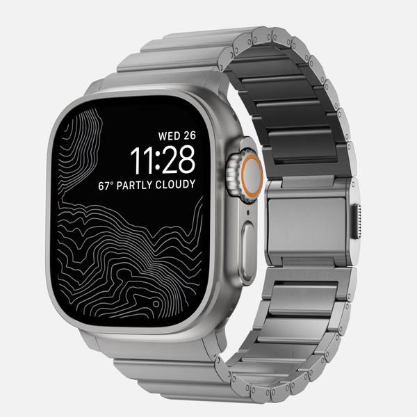 Nomad Titanium Apple Watch S4/S5/S6/S7/S8/S9/SE/Ultra Fém Szíj 42/44/45/49mm - Ezüst