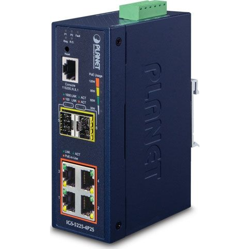 Planet PLANET Industrial L2+, 4 x 10/100/1000T PoE (IGS-5225-4P2S)