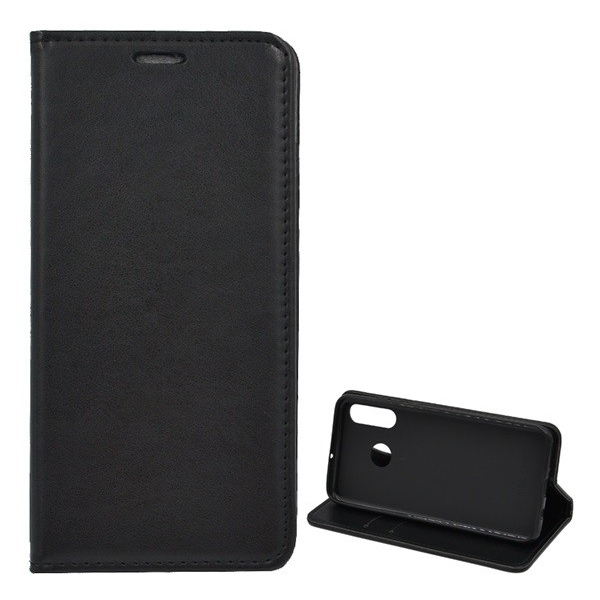 Tok álló, bőr hatású (FLIP, oldalra nyíló, asztali tartó funkció) FEKETE [Huawei P30 Lite (Nova 4e)] (5996457874682)