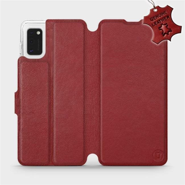 Flip case for Samsung Galaxy A41 - Dark Red - Leather - Dark Red Leather
