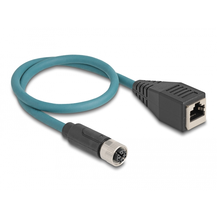 Delock M12 adapter kábel X-kódolt 8 tűs anya - RJ45 anya 50 cm (60070) (60070)