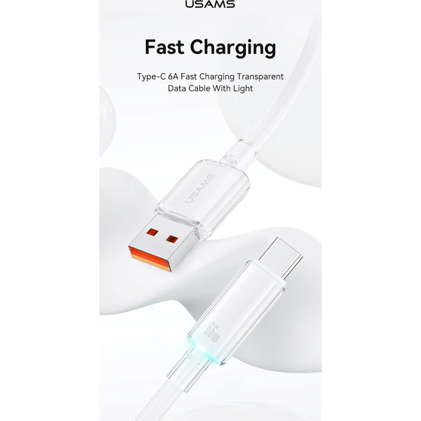 Usams CLOUD SERIES adatkábel (USB - Type-C, 6A, gyorstöltő, 120cm) FEKETE (SJ658USB01)