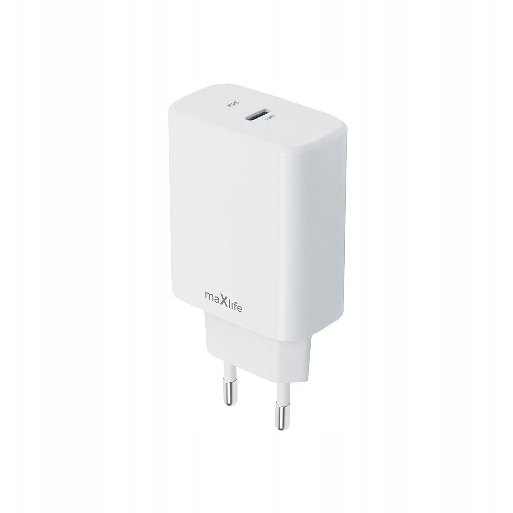 Maxlife MXTC-10-30C Hálózati Töltő 1xUSB-C Csatlakozással PD QC 30W-Fehér (OEM0101405)