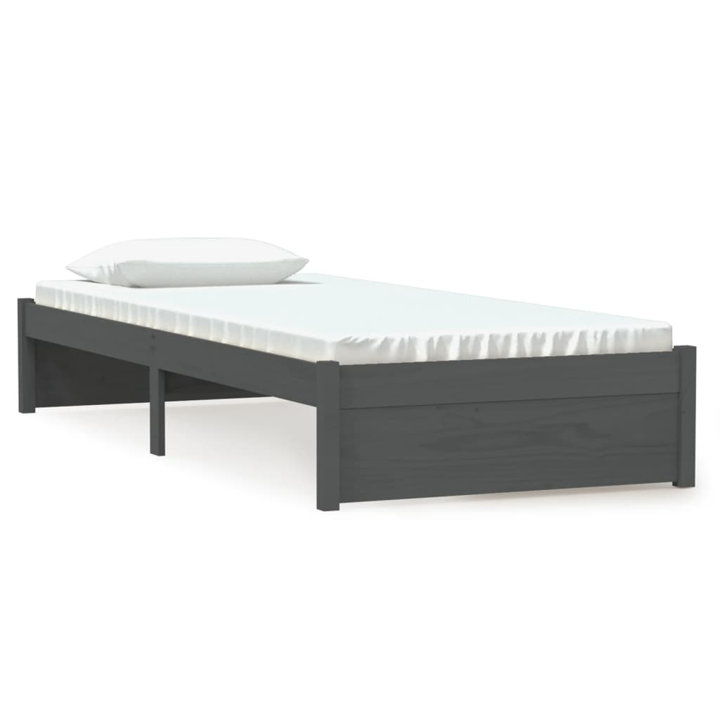 szürke tömör fa ágykeret 75 x 190 cm (2FT6 Small Single) (814911)