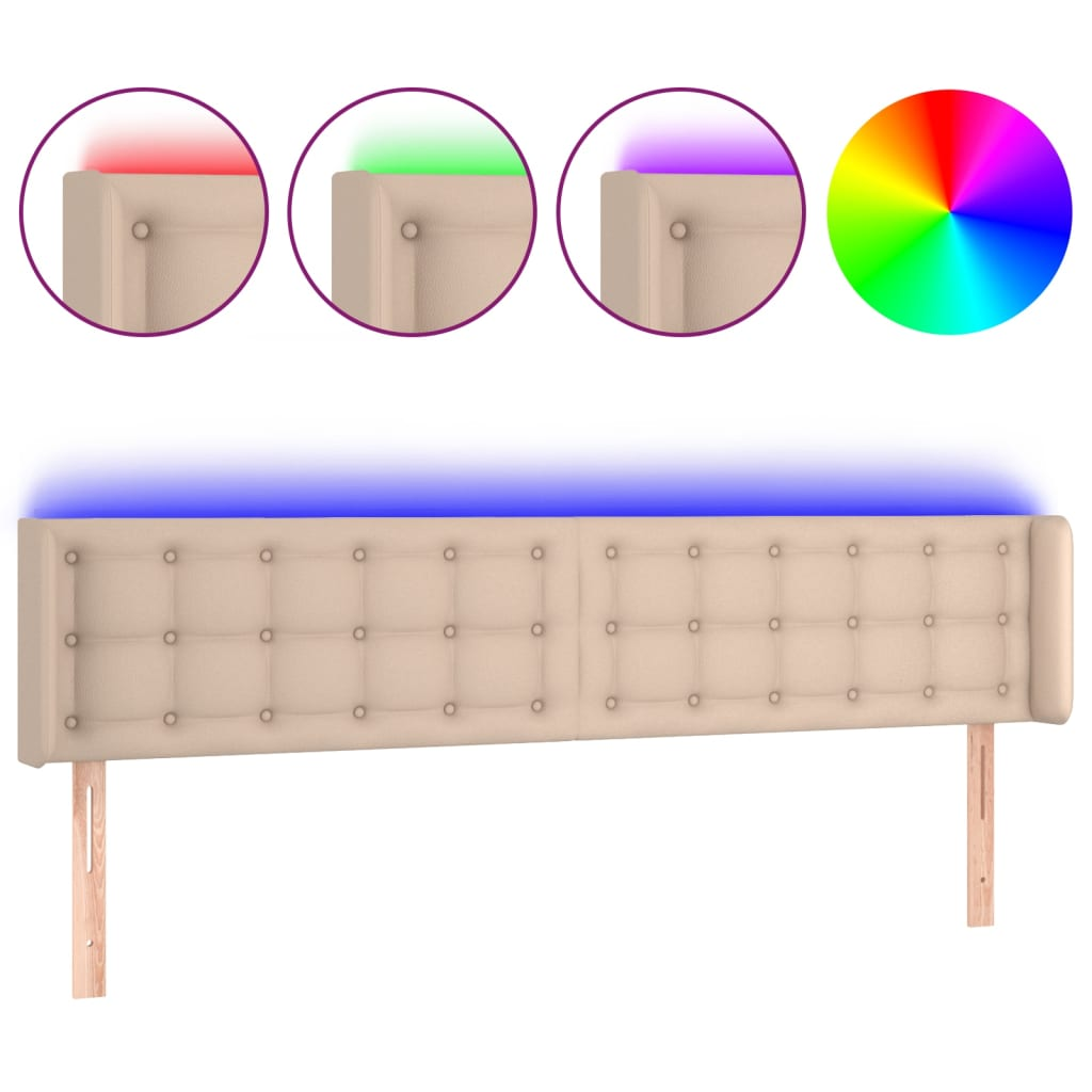 cappuccino színű műbőr LED-es fejtámla 183x16x78/88 cm (3123343)