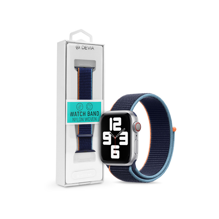 Apple Watch szövet sport szíj - Devia Nylon Woven Deluxe Series Sport3 Watch Loop - 38/40/41 mm - deep navy (ST364617)