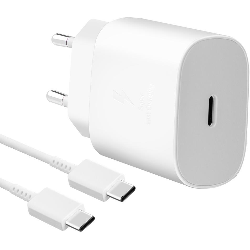 Samsung 25W úti töltőfej + USB-C/USB-C adatkábel White (Bulk)) (57983119297)