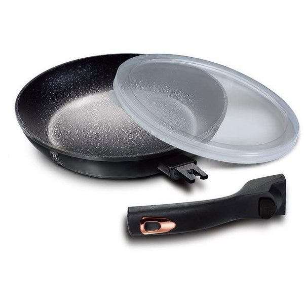 BERLINGERHAUS Black Rose Collection, levehető fogantyúval + fedővel, 24cm