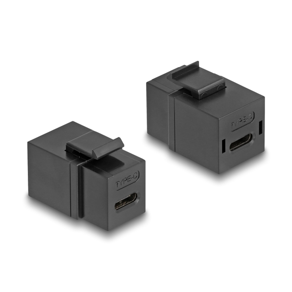 DELCOK Keystone Modul USB-C 2.0 Buchse zu Buchse schwarz