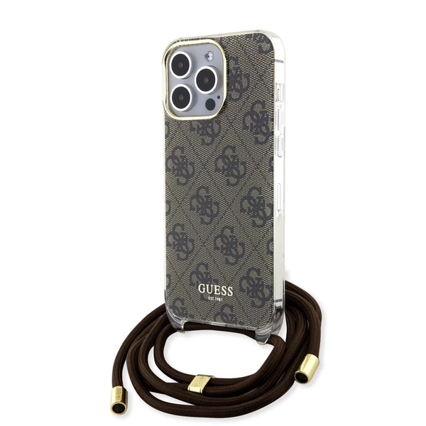 Husa Guess + curea de corp maro pentru dispozitivul Apple iPhone 15 Pro Max GUHCP15XHC4SEW