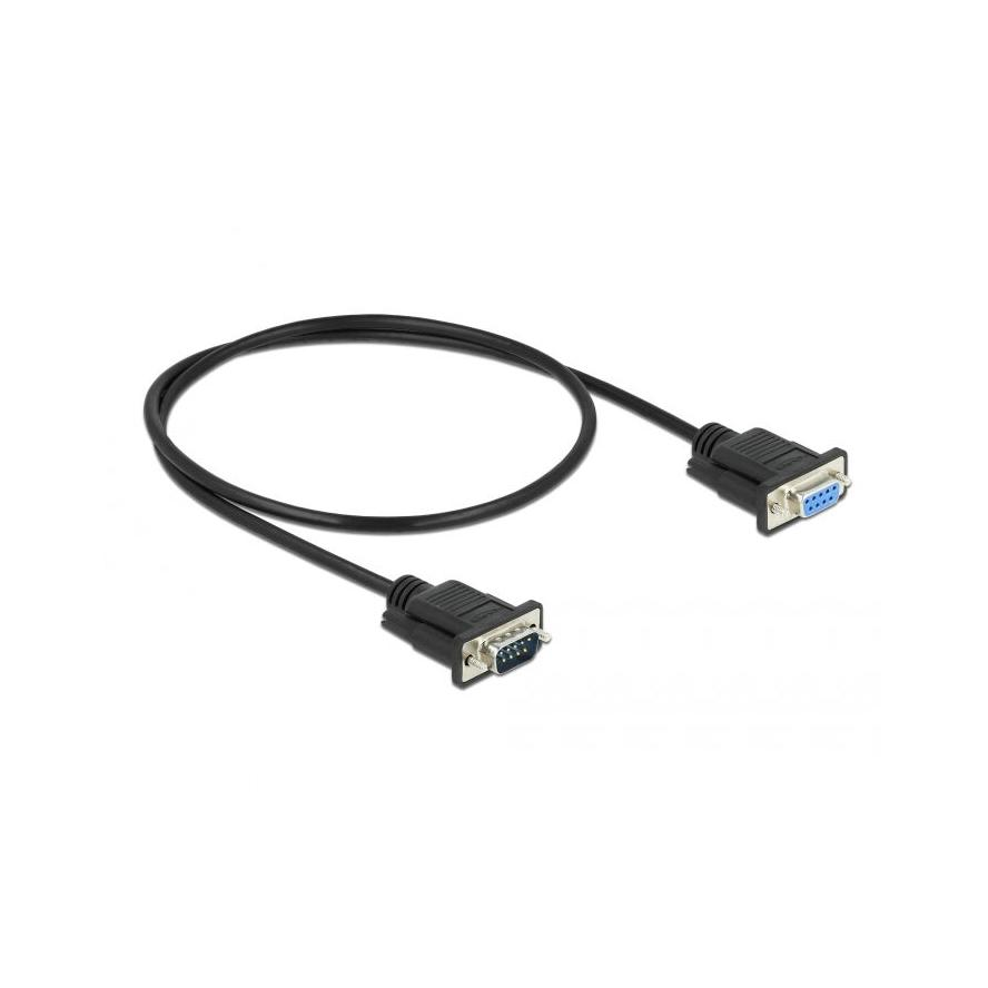 Delock Serial RS-232 DB9 -> Serial RS-232 DB9 M/F adatkábel 0.5m fekete (86613)