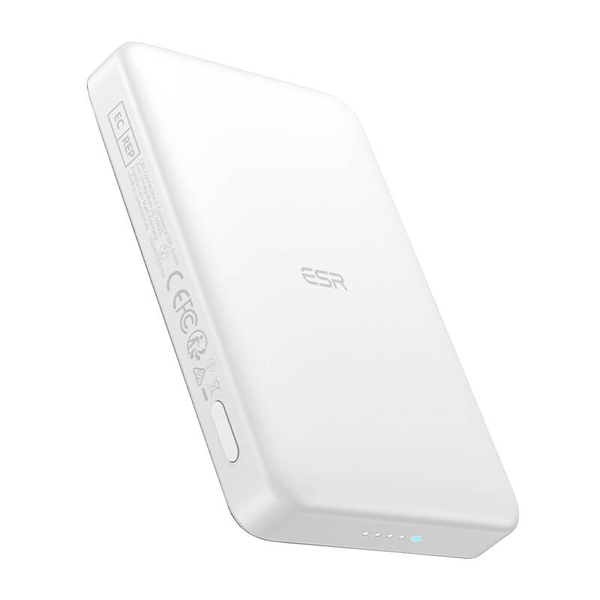 ESR Qi2 MagSlim магнитна преносима батерия 10000mAh бяла