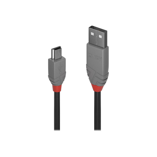 Lindy 36723 USB-kabel USB 2.0 2 m USB A Mini-USB B Sort, Grå