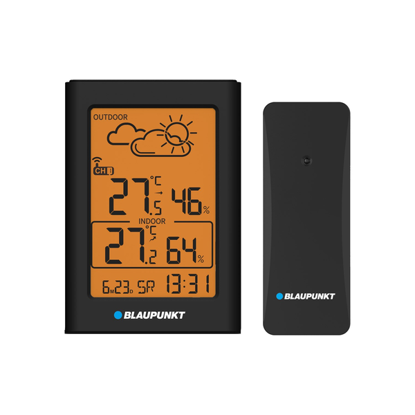 Blaupunkt WS15BK LCD Meteorológiai Időjárás állomás külső szenzorral - Fekete
