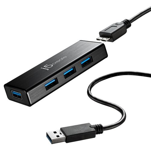 j5create JUH340 USB 3.2 Gen 1 (3.1 Gen 1) Micro-B 5000 Mbit/s Zwart