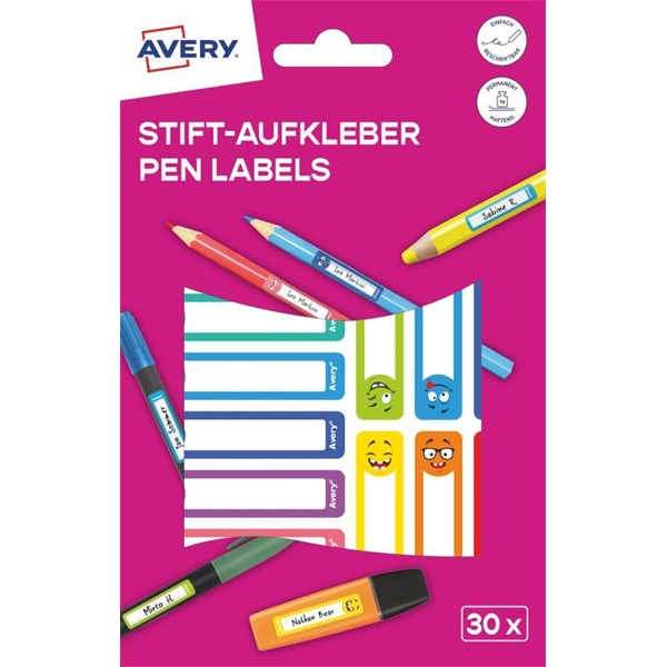 Avery RESMI30S iskolai kézzel írható 50x10 mm 30 db színes tollcímke (RESMI30S)