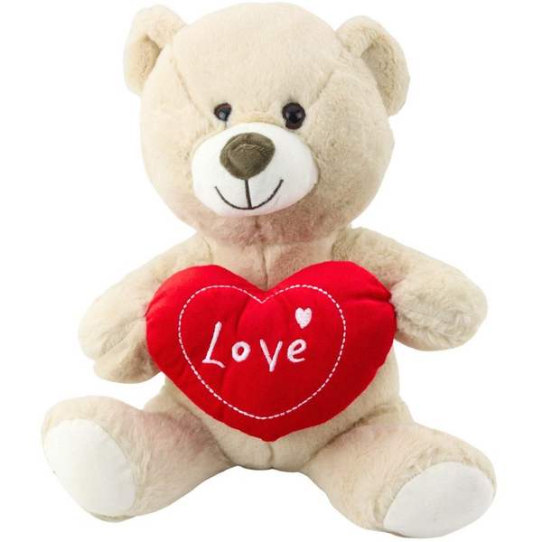Plüss Játék Maci Szívvel Krém Bézs 30cm- 21329